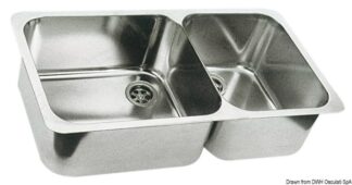 Osculati 50.186.80 Lavello Doppio 600 X 320 Mm Inox lavelli ed accessori