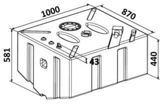 Osculati 52.035.07 Serbatoio Polietilene 353L Benzina/Diesel serbatoi carburante