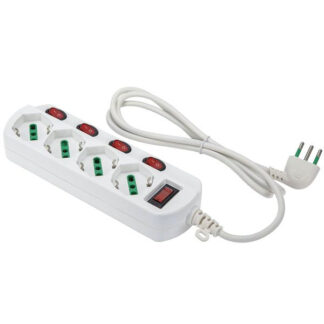 MULTIPRESA 4x2PT SK INT BIANCO OMEGA 474344 FME 474344 AVVOLGICAVI E PROLUNGHE F