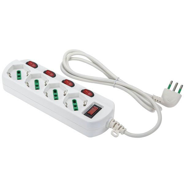 MULTIPRESA 4x2PT SK INT BIANCO OMEGA 474344 FME 474344 AVVOLGICAVI E PROLUNGHE F