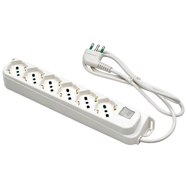 MULTIPRESA 6x2PT SK INT BIANCO OMEGA 47430 FME 47430 AVVOLGICAVI E PROLUNGHE F