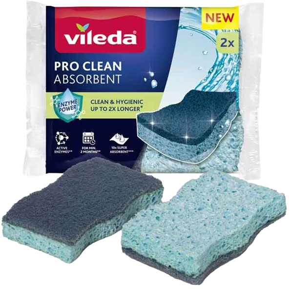 SPUGNA FIBRA BLU PRO CLEAN ABSORBENT Pz 2 VILEDA 179700 VILEDA C
