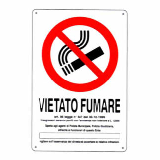 CARTELLO VIETATO FUMARE DL        20x 30 PLASTICA P0024720PLB0300X0200 SEGNALETICA                  F