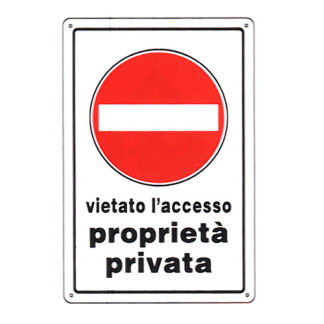 CARTELLO PROPRIETA' PRIVATA ACCES.20x 30 PLASTICA 07700900PLB0300X0200 SEGNALETICA                  F