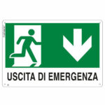 CARTELLO USCITA EMERGENZA GIU'    30x 20 PLASTICA E002IT78PLB0300X0200 SEGNALETICA                  F