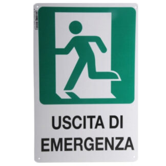 CARTELLO USCITA EMERGENZA SX      20x 30 PLASTICA 39215 SEGNALETICA                  F