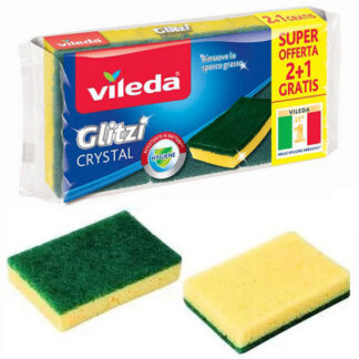 SPUGNA FIBRA VERDE GLITZI CRYSTAL Pz 2+1 VILEDA 169100 VILEDA C