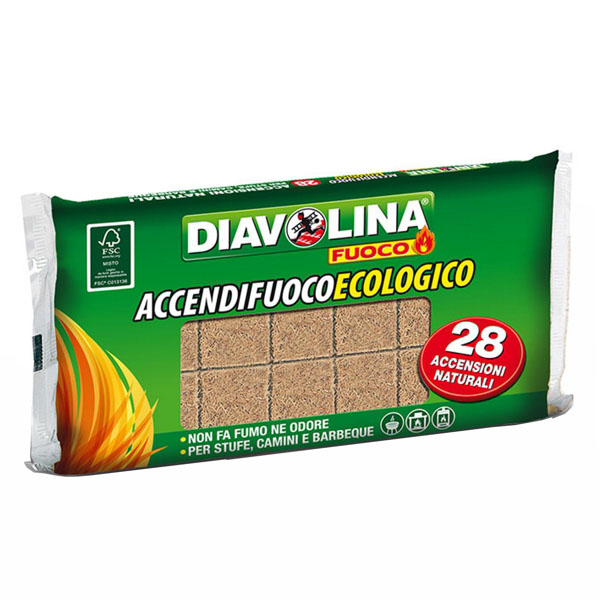 ACCENDITORE CUBETTI ECOLOGICO Pz 28 DIAVOLINA 15312 ACCENDITORI-PULITORI F