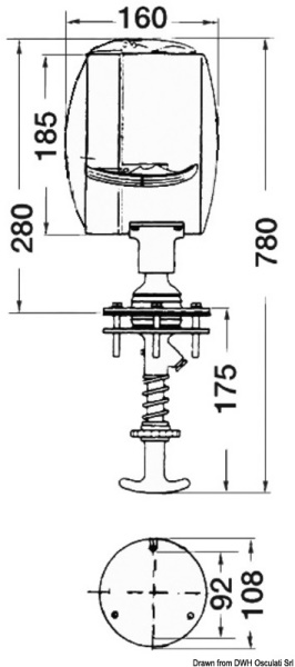 Faro comando interno 24 V 185 mm - 13.342.24 Osculati