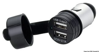 Adattatore presa corrente doppio USB con cappuccio - 14.517.15 Osculati