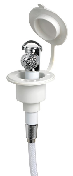 Doccetta a pulsante base bianca tubo PVC 4 m in piano - 15.242.01 Osculati