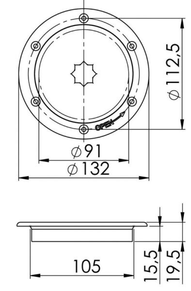 Botola ispezione AISI 316 passaggio 91 mm - 20.103.50 Osculati
