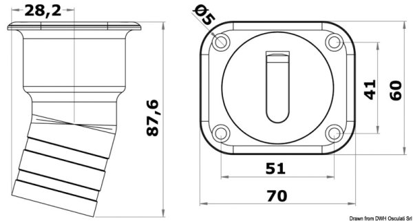 Tappo Square Water 38 mm corto - 20.454.02 Osculati