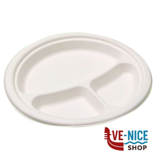 PIATTO POLPA 3 SCOMPARTI Pz 50 BYO' 510005 MONOUSO PLASTICA C - immagine 2