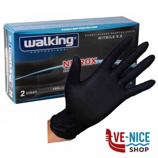 GUANTI NITRILE NITROX NERO M Pz 100 WALKING 010266 GUANTI LAVORO F - immagine 3