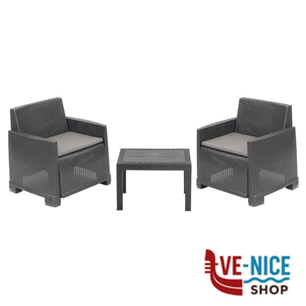 SALOTTINO SET ORTA ANTRACITE Pz 3 PROGARDEN ORT04CAG ARREDO GIARDINO PROGARDEN C - immagine 2
