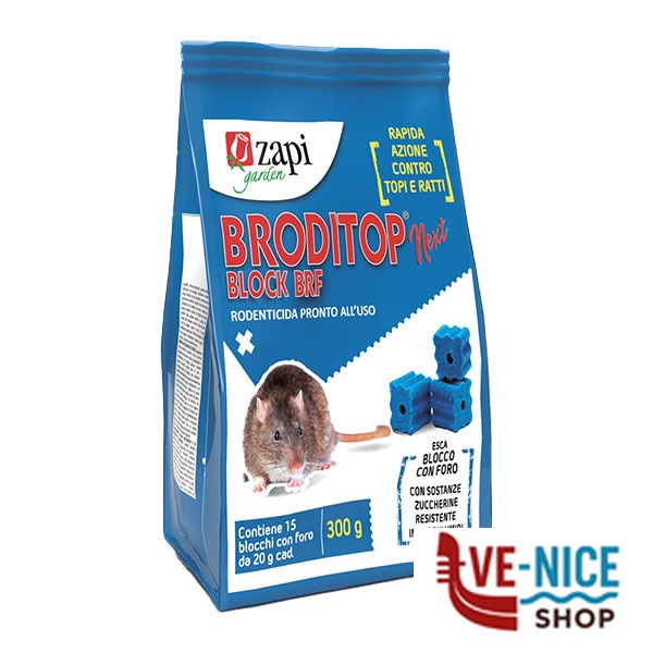 ESCA TOPI BLOCCO BIOCIDA BRODITOP NEXT g 300 ZAPI 103964 TRAPPOLE TOPI C - immagine 4
