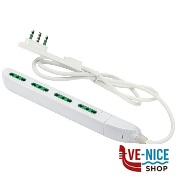 MULTIPRESA 4x2PT BIANCO SLIM CLOCK 47404 FME 47404 AVVOLGICAVI E PROLUNGHE F - immagine 2