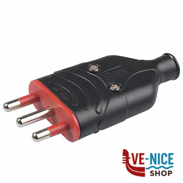 SPINA DIRITTA 10A+T NERA ELA PLUG ROSI RS78004 SPINE E ADATTATORI ELETTRICI F - immagine 2