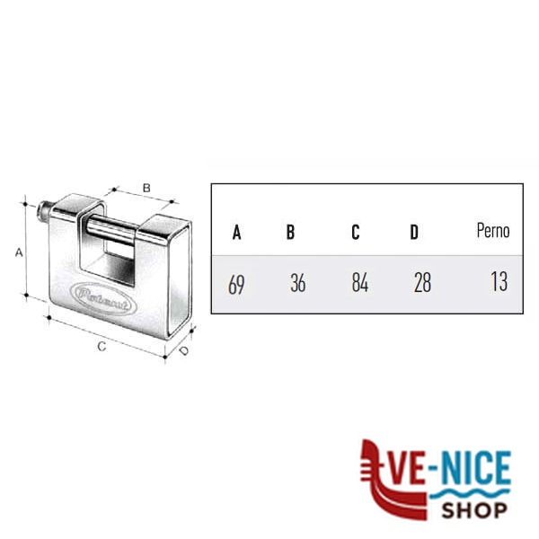LUCCHETTO CORAZZATO mm 84 SERRANDE POTENT 2960PC POTENT LUCCHETTI S - immagine 2