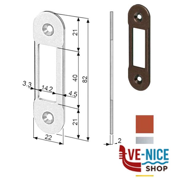 INCONTRO SERRATURE MEDIANA 22x82 CROMO OP 1402 AGB B01402.90.34 AGB SERR.LEGNO INFILARE S - immagine 3