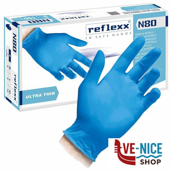 GUANTI NITRILE N80B POWDER FREE S Pz 100 REFLEXX N80B/S GUANTI LAVORO F - immagine 2