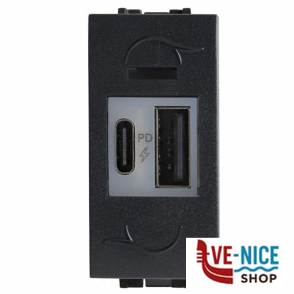 FRUTTO COMFORT PRESA USB-A/C ANTRACITE 7764.USB.AC FRUTTI E SUPPORTI F - immagine 2