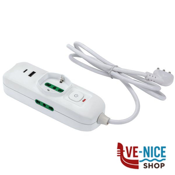 MULTIPRESA 2x2PT 1xSK LAT USB INT TRIAX 474124 FME 474124 AVVOLGICAVI E PROLUNGHE F - immagine 2