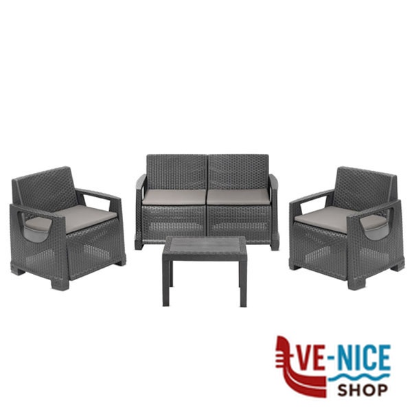 SALOTTINO SET VARENNA ANTRACITE Pz 4 PROGARDEN VARC04AG ARREDO GIARDINO PROGARDEN C - immagine 3