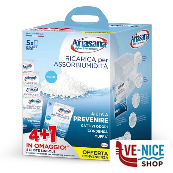ASSORBIUMIDITA' RIC.SALI NEUT. Pz 5 g 450 ARIASANA 243604 DEUMIDIFICATORI E ANTIMUFFA C - immagine 2