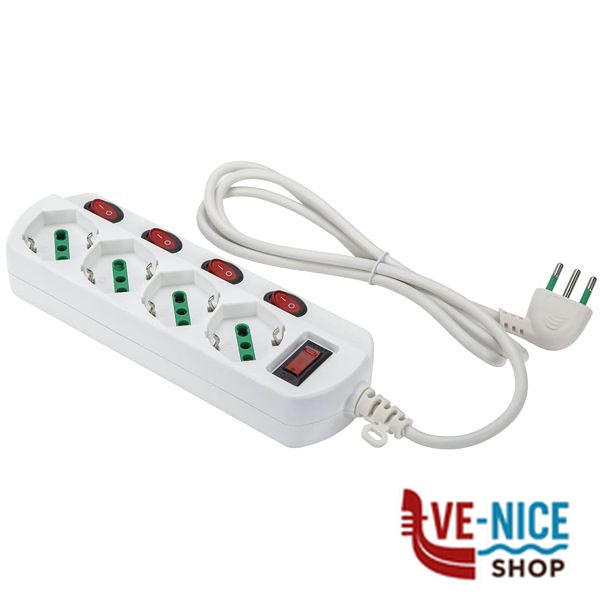 MULTIPRESA 4x2PT SK INT BIANCO OMEGA 474344 FME 474344 AVVOLGICAVI E PROLUNGHE F - immagine 4