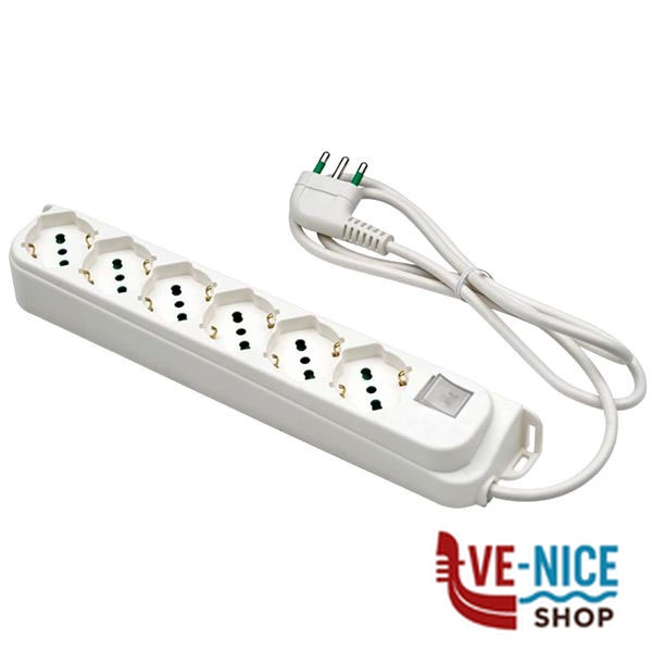 MULTIPRESA 6x2PT SK INT BIANCO OMEGA 47430 FME 47430 AVVOLGICAVI E PROLUNGHE F - immagine 4