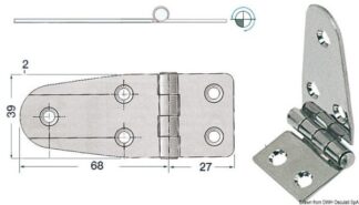 Cerniera inox asimm. 95x39 mm - 38.217.40 Osculati
