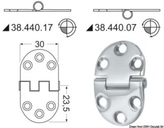 Cerniera inox a incasso 47x30 mm - 38.440.07 Osculati
