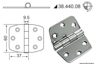 Cerniera inox 74x60 mm - 38.440.08 Osculati
