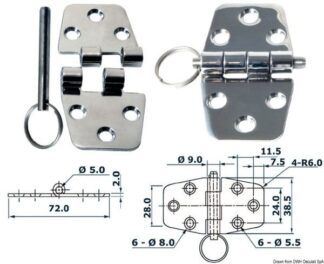 Cerniera nodo sporgente 72x38,5 mm - 38.441.51 Osculati