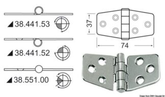 Cerniera nodo sporgente 74x37 mm - 38.441.53 Osculati