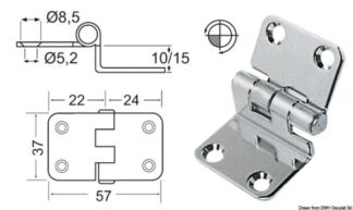 Cerniera inox 57x37x15 mm - 38.441.56 Osculati