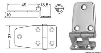 Cerniera inox a sbalzo 67,5x37 mm - 38.441.57 Osculati