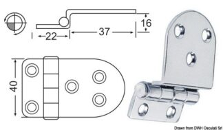 Cerniera inox a sbalzo 59x40 mm - 38.441.58 Osculati