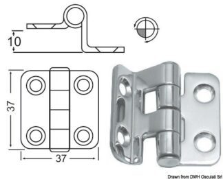 Cerniera inox a sbalzo 37x37 mm - 38.441.59 Osculati