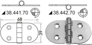 Cerniera inox rovesciata 68x39 mm - 38.442.70 Osculati