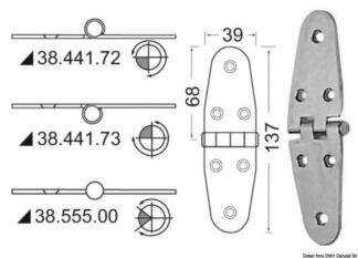 Cerniera inox rovesciata 137x39 mm - 38.441.73 Osculati