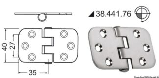 Cerniera inox rovesciata 70x39 mm - 38.441.76 Osculati