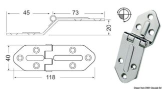 Cerniera inox sporgente 118x40 mm - 38.445.05 Osculati