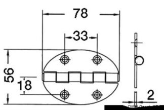Cerniera 78x56mm 2mm viti - 38.451.01 Osculati