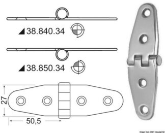 Cerniera inox rovesciata - 38.850.34 Osculati