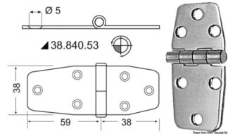 Cerniere inox 97x38 mm - 38.840.53 Osculati