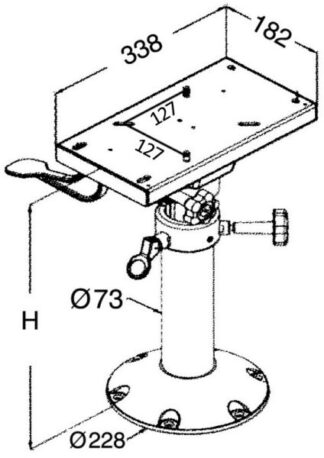 Supporto sedile girevole 457 mm con slitta - 48.711.02 Osculati