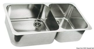 Lavello doppio 600 x 320 mm inox - 50.186.80 Osculati